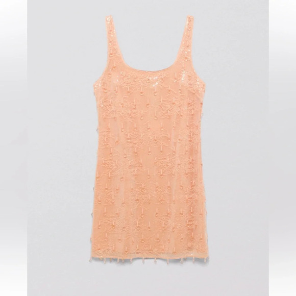 New SIMKHAI | Pallas Lily Peach Orange Beaded Tassel Fringe Mini Dress New NWT 0 - Picture 7 of 13